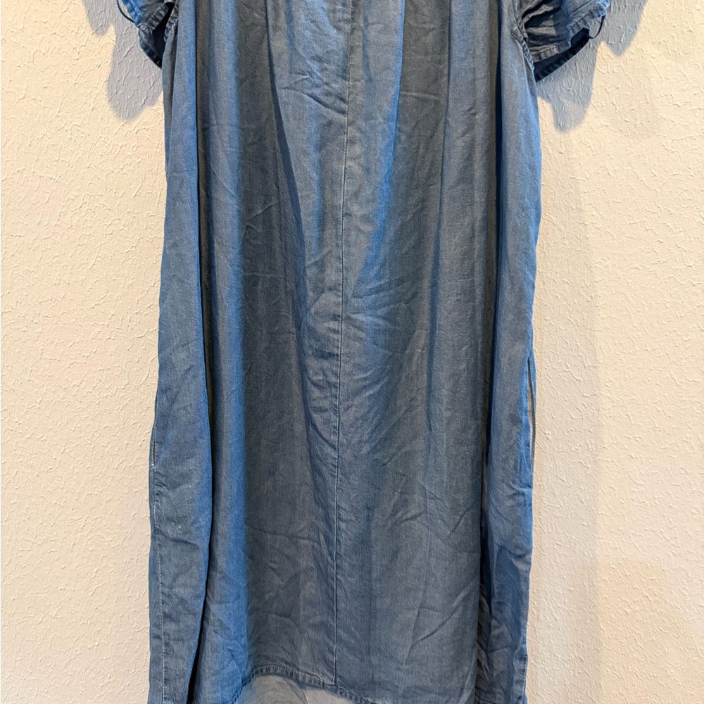 Chelsea & Theodore Denim-Look Ruffle Top - Chambray Blue - Picture 8 of 10